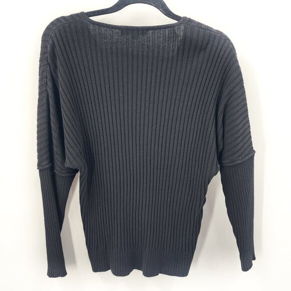 LAFAYETTE 148 NEW YORK Black Rib Knit V-Neck Sweater - Picture 2 of 4